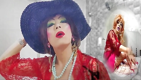 Busty shemale slut gets fucked with various toys and sex